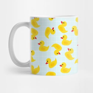 Cute Rubber Duck on Blue Background Mug